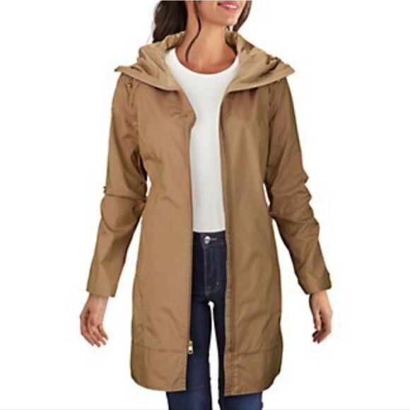 Cole Haan packable Raincoat in Brown - Picture 1 of 10